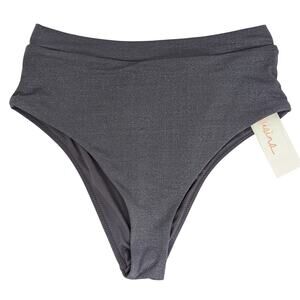 Raisins Coastline Solid Grey Bikini Bottoms Gray Size Medium